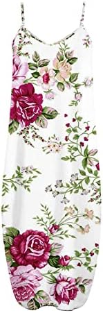 מקסי שמלה לנשים ללא שרוולים פרחוני סיבתי רופף בוהמי ארוך שמלות אלגנטי מסיבת שמלת אביב קיץ 2023