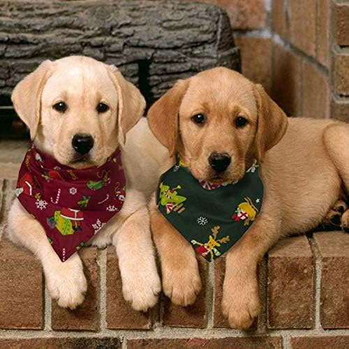 לבביי חג המולד כלב בנדנה, משולש ליקוק צעיף חג המולד תלבושות עבור בינוני כלבי חתולי חיות מחמד בעלי חיים 2 חבילה