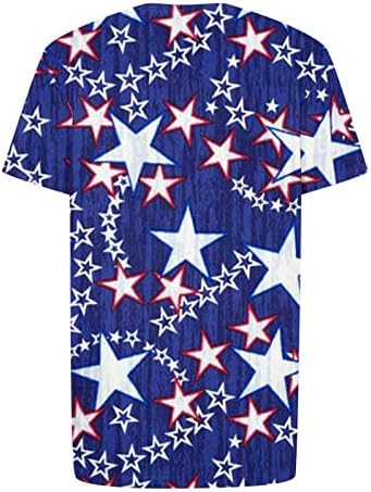חולצות טי פטריוטיות של תספיקת חולצות דגל אמריקאי צוות מודפס צוואר צוואר שרוול קצר חולצות טיול 4 ביולי בגדי