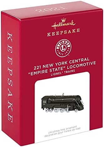 קישוט לחג המולד של מזכרת Hallmark 2021, ליונל רכבות 221 קטר סטייט מרכז ניו יורק, מתכת, מתכת