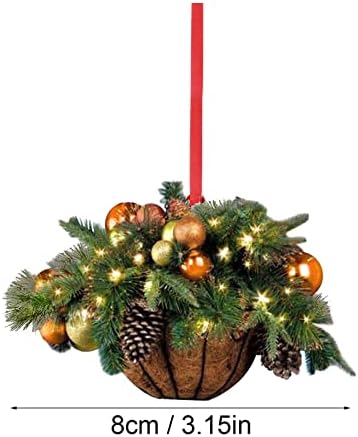 קישוט סל תלייה עץ חג המולד קישוטי מתנה מראש מואר לחג המולד מלא מלאכותי לקישוט תליון תלוי תקע זר קל