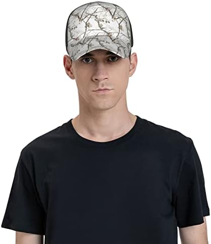 לבן עץ הסוואה מודפס בייסבול כובע, מתכוונן אבא כובע, מתאים לכל מזג האוויר ריצה ופעילויות חוצות