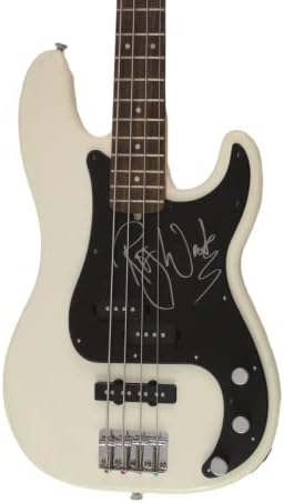 רוג 'ר ווטרס חתם על חתימה בגודל מלא פנדר לבן גיטרה בס חשמלית עם ג' יימס ספנס ג ' יי. אס. איי מכתב אותנטיות-פינק