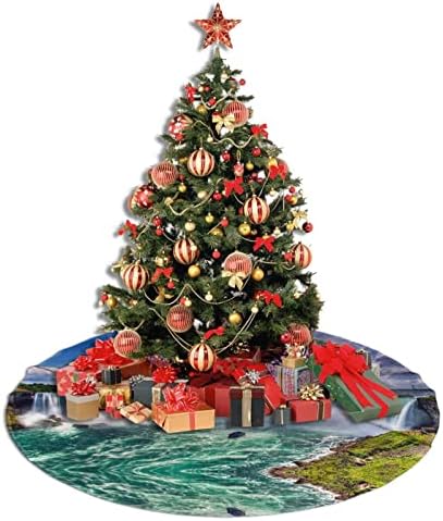 חצאית עץ חג המולד מפלי ניאגרה חצאית עץ קטיפה לחג המולד 48 אינץ 'תחרה לקישוט חג המולד