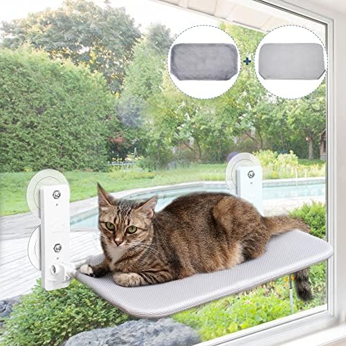 חתול חלון מוט, שני להחלפה מכסה מתקפל חתול חלון ערסל לחתולים מקורה, חתול שיזוף מרגיע חלון יושב מיטה, חסון