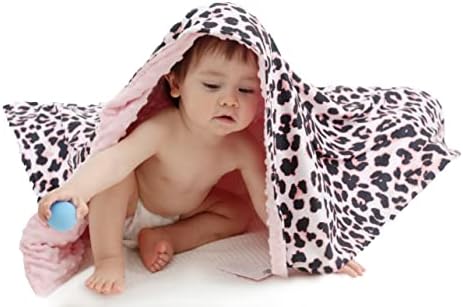 קוד מבולגן שמיכה לתינוק סופר רך מינקי קטיפה שמיכה עם שכבה כפולה גיבוי מנוקד לתינוקות, שמיכה נמר ורוד מודפסת הפיכה