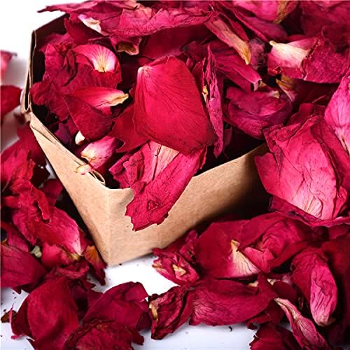 Queenbox 50 גרם עלי כותרת של פרחי ורד מיובשים, מלאכת אמנות קונפטי פרחוני יבש למלאכות שרף DIY,