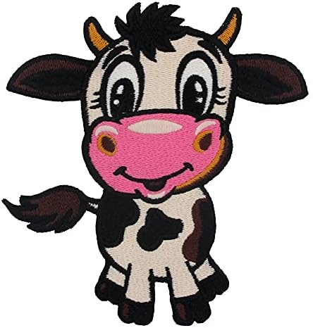 פרות חלב חמודות טלאים רקמה של בעלי חיים מצוירים לילדים חולצת טריקו בגדים דקורטיביים אפליקציות תפור