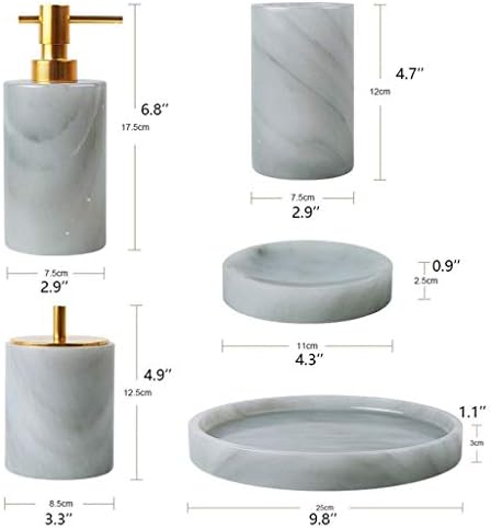 ערכות אביזרי אמבטיה, סט אביזרי אמבטיה משיש, אביזר אמבטיה 5 חלקים משלים עם מתקן קרם כוס צלחת סבון מחזיק