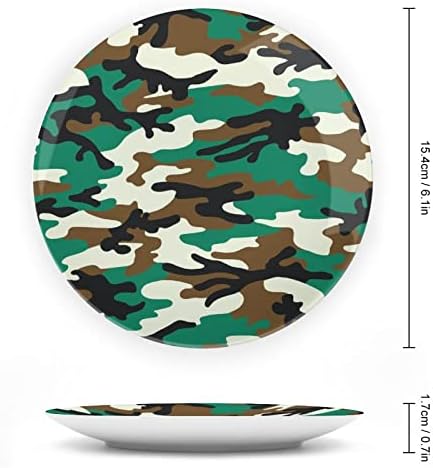 דפוס הסוואה שחור ירוק עצם סין צלחת דקורטיבית צלחות קרמיקה עגול