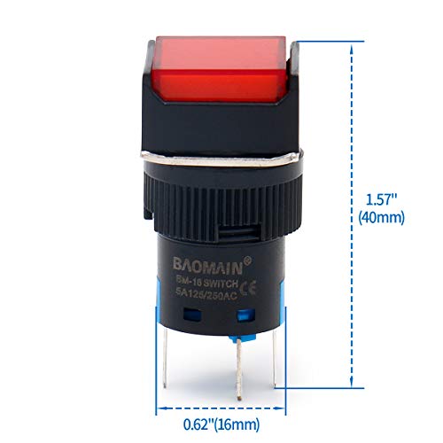 Baomain 5/8 16 ממ כפתור כפתור מתג כובע רגעי מכסה מנורה אדומה צהוב אור ירוק אור ירוק DC 12V SPDT