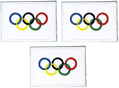 סט טלאי של אוממה של 3 משחקים אולימפיים דגל דגל דגל דגל אומה סמל סמל ברזל על טלאים לילדים בגדים