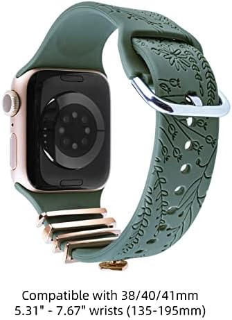 קסמי להקת Oratyfan Watch, תואמים להקת Apple Watch 38 ממ 40 ממ 41 ממ, להקות סיליקון חרוטות פרחוניות ואביזרי