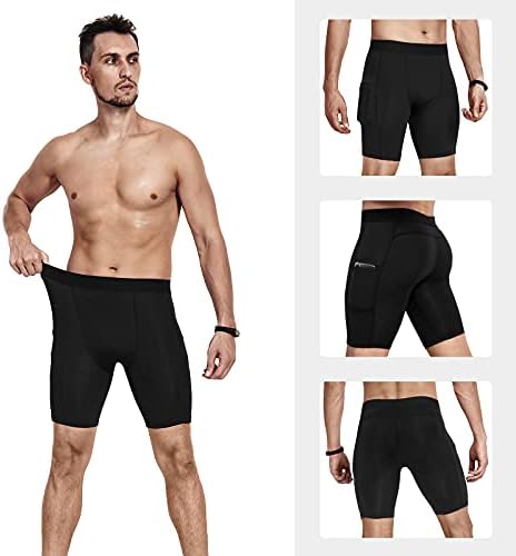 מכנסי דחיסה של Niksa גברים 3 חבילה, תחתוני דחיסה לגברים מכנסיים קצרים אתלטים עם כיסים, מכנסי כושר אימון ריצה