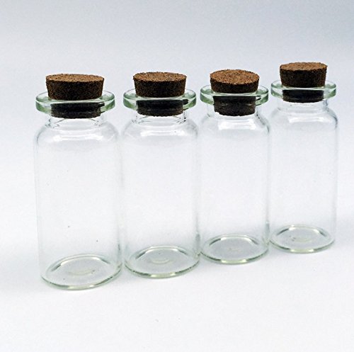 6 יחידות מיני זכוכית ברורה מבקשים בקבוקים צנצנות- בקבוקי הודעה מבקשים בקבוקים עם פקקי פקק