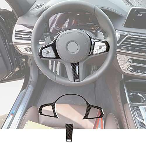 סיבי פחמן אמיתיים הגה על כפתור כפתור כפתור כיסוי לקצץ ל- BMW 3 4 5 7 8 סדרה G28 G20 G22 G30 G30 G11