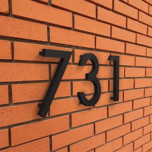 מספרי בית 5 אינץ 'מספרי כתובות מתכת שחור מודרני מספר בית צפה לחצר חיצונית שער מוסך דלת קיר בית, קל