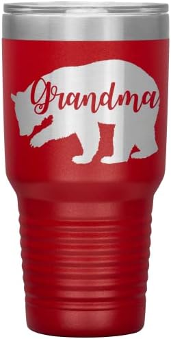 סבתא דוב כוס - מתנת סבתא - 30oz מבודדת מפלדת אל חלד סבתא סבתא כוס כוס כתום