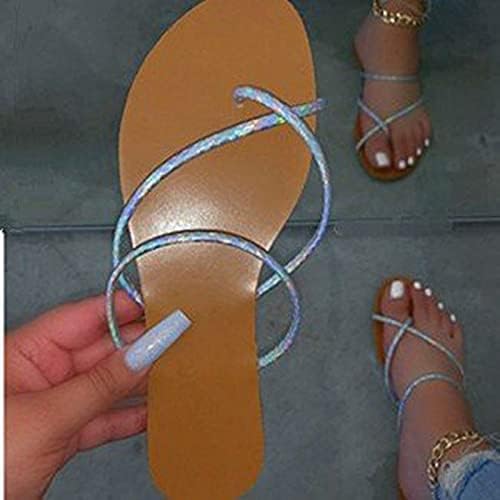 סנדלי גלדיאטור נשים קיץ חוף חוטיני שטוח רומאי כפכפים רומאים נעלי בוהן פתוחות סנדלים לנשים נעלי בית לבוש