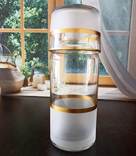 Cevvizz Wathy Waterafe עם סט זכוכית - כריתת גוף ובקבוק כדי לשמור ליד המיטה שלך למשקה חצות שימושי