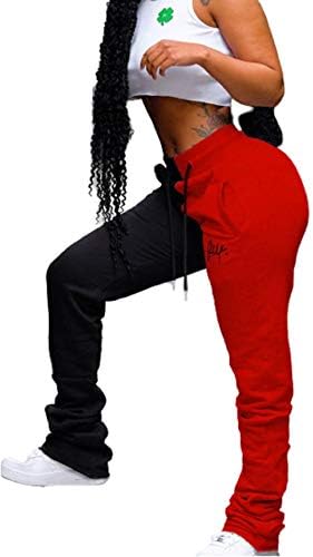 מכנסי טרנינג 'בלוק צבעי נשים אימונים פעילים מכנסיים יוגה יוגה כושר ספורט חותלות מוערמות עם כיסים