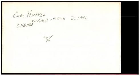 קרל הינקל חתם על כרטיס אינדקס 3 על 5 עם חתימה של ונדרבילט ד': 1992 87454-חתימות חתך במכללה