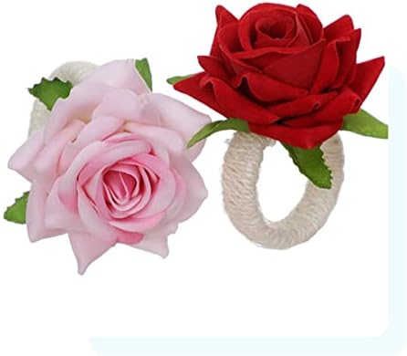 GGRBH 6 יחידות פרח ורד מלאכותי מפית מפית אבזם מחזיקי טבעת רקמות למסעדה ביתית עיצוב שולחן חתונה