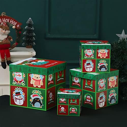 קישוטים לחג המולד קופסת מתנה 4 חלקים סט סצנת עץ חג המולד בקניון קניונים