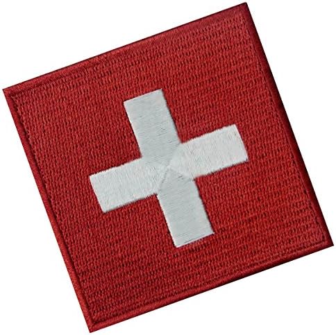 דגל שוויץ רקום טלאי CH ברזל שוויצרי על תפירה על הסמל הלאומי