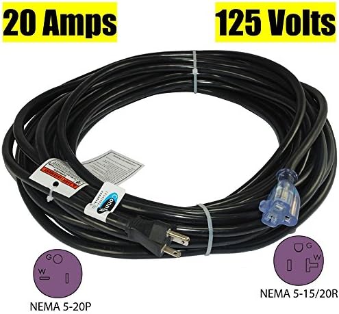 קונטק נמה 5-20 כבלים מאריכים חיצוניים, 20 אמפר 125 וולט