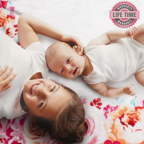 חודש שמיכת עבור תינוקת, תינוק מיילסטון שמיכת ילדה עם פרחים ופרפרים, ורוד תינוק