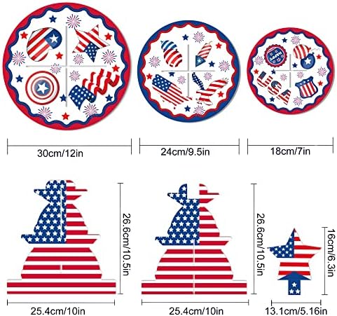 דגל אמריקה דגל הקאפקייקס הפטריוטי, 3 שכבות קרטון חסון תצוגת אוכל עוגות מגדל מגדל מגד עוגיות קנדי ​​למסיבת