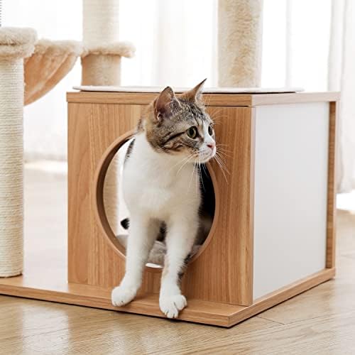 חתול עץ עץ רב-רמת חתול מגרד מגדל קן חתול טיפוס מסגרת מפנק דירות גרסה מתנדנד בל