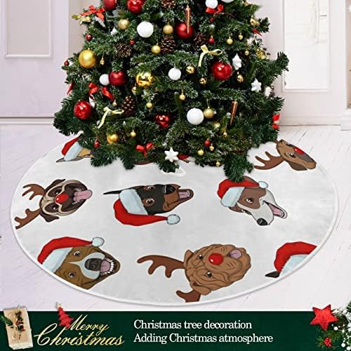 כלבים טהורים מצחיקים חצאית עץ חג המולד לחג המולד 36 אינץ 'תפאורה ביתית לחצאית עץ חג המולד מחצלת