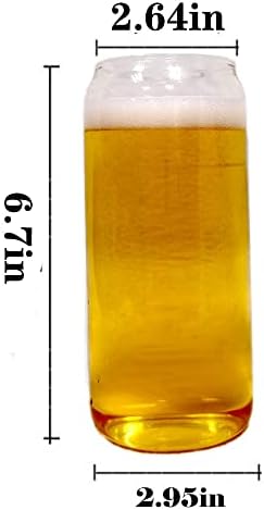 Gugou Beer Can Glass עם קש, 2 חבילות 20oz כוסות שתייה כוס קפה קרות פחיות כוסות כוסות בובה לשימוש חוזר