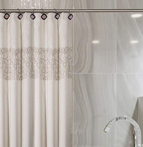 ניחוחות יצירתיים ווילון מקלחת חומה ווים - סט של 12 ווים מוטות מקלחת לווילון - טבעות וילון מקלחת
