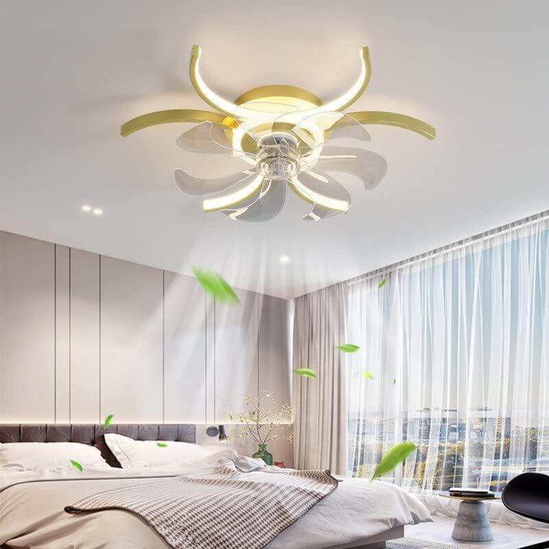 82W מאוורר תקרה נורדי עם אור LED לעומק אור ושליטה על צורת פרחים לבנים מאווררי תקרה מנורת נברשת לחדר שינה