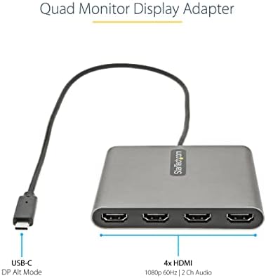 Startech.com USB C עד 4 מתאם HDMI & .com USB 3.0 עד מתאם HDMI כפול