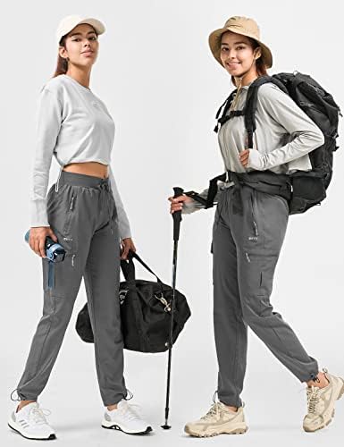 BVVU לנשים רצות מטען קלות מכנסי טיול יבש מהיר מכנסי אימון אתלטי אטום למים עם כיסי רוכסן