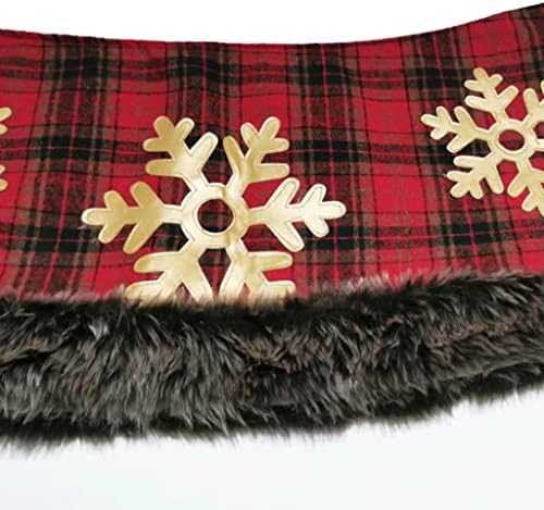 חצאית עץ חג המולד XXZY צווארון עץ חג המולד, חצאית עץ חג המולד תלת מימדית, דפוס פתית שלג משובץ, קישוט התחתון