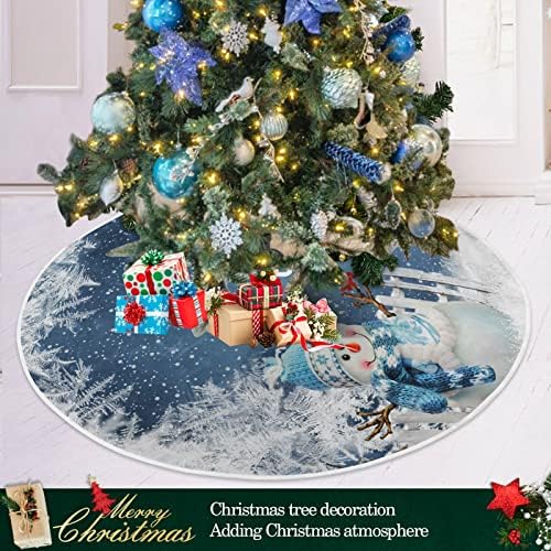 חצאית עץ חג המולד איש שלג פתית שלג קישוטי עץ חג המולד חצאית עץ יוטה קטנה לעץ 4 מטר 36 אינץ '