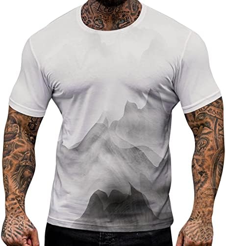 חולצות טריקו של XXBR Mens קיץ, בתוספת עניבה גודל דפיס דפיס חידוש וינטג 'צוות שיפוע צוואר צוואר רטרו שריר
