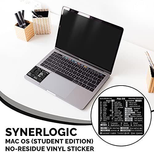 Synerlogic Mac OS מדבקת מקלדת מקלדת, ויניל למינציה ללא שאף - עבור כל MacBook Air/Pro/iMac/mini