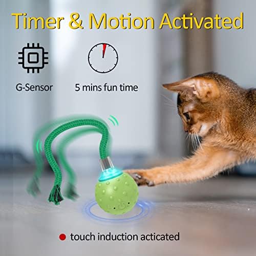 אומוזיס אינטראקטיבי חתול כדור צעצוע, תנועה הופעל אוטומטי נע כדור צעצוע עם ארוך זנב טיזר