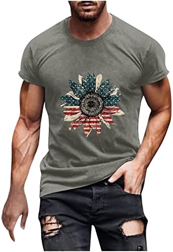 חולצת דגל אמריקאית במצוקה נלהבת לגברים צוואר מזדמן צוואר שרוול קצר