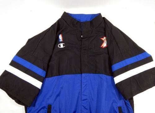 1998-99 פילדלפיה 76ers לארי יוז 21 משחק משמש ז'קט משחק שחור 48 763 - משחק NBA בשימוש