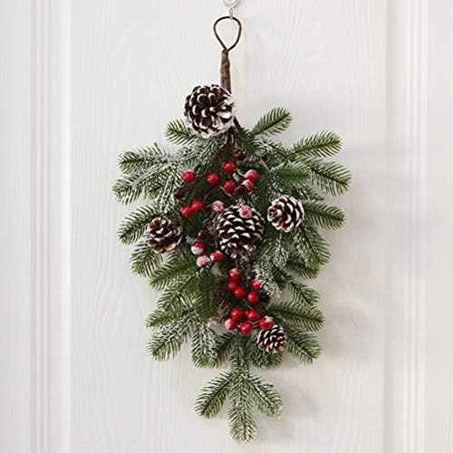 PartyKindom חג המולד מדומה דלת ראטן תלויה ענף אורן ענף עץ חג המולד תפאורה לעיצוב חגיגת אירועים טובות