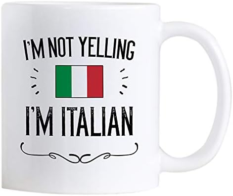 קסיטיקה מצחיק איטלקי גאווה ספלי קפה. 11 עוז קרמיקה איטליה דגל חידוש ספל. אני לא צועק שאני איטלקי.