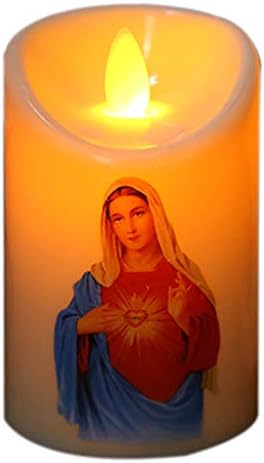 נרות תפילה ללא להבות ישו צ ' נגזוי מנורת הוביל תאורת תה אור עמוד רומנטי יצירתי נר אלקטרוני ללא להבות נר תפילה