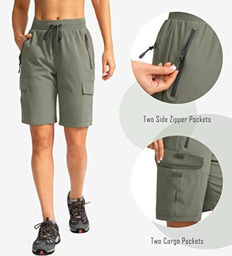 מכנסיים קצרים של מטעני טיולים של Soothfeel לנשים עם 5 כיסים בקיץ יבש מהיר גולף אתלטי ברמודה מכנסיים
